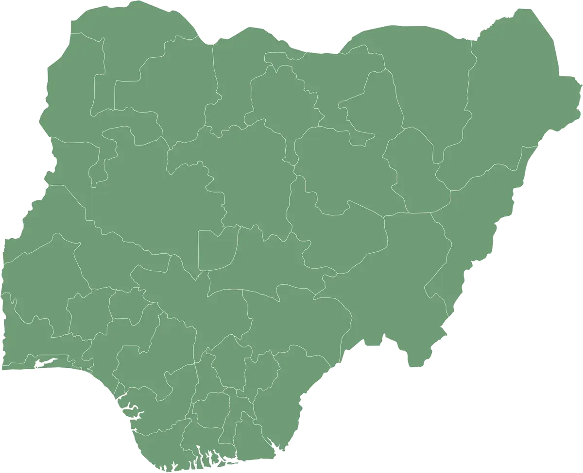 Map of Nigeria showing all 36 states and the FCT